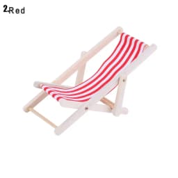 Wooden Lounge Chair Striped for 1/12 Dollhouse Miniature Furniture Beach Chair Folding Stripe Deck Doll House Garden Decor