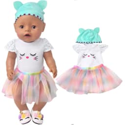 For 40cm Nenuco Doll Clothes 17" Baby Doll Blue Flower Dress Toys Clothing