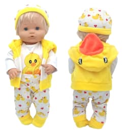16" Baby Doll Clothes Hoody Coat Yellow Duck 40cm Nenuco Doll Winter Vest Children Gift Toys Costume Girl's Gifts
