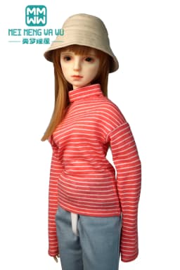60CM BJD Doll Clothes 1/3 SD Toys Ball Jointed Doll Fashion Striped Turtleneck Jeans