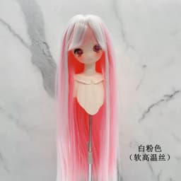 New 1/3 1/4 1/6 Doll Wig Dual Color Long Hair with Bangs Sweet Cool Soft High Temperature Silk False Hair Doll Accessories