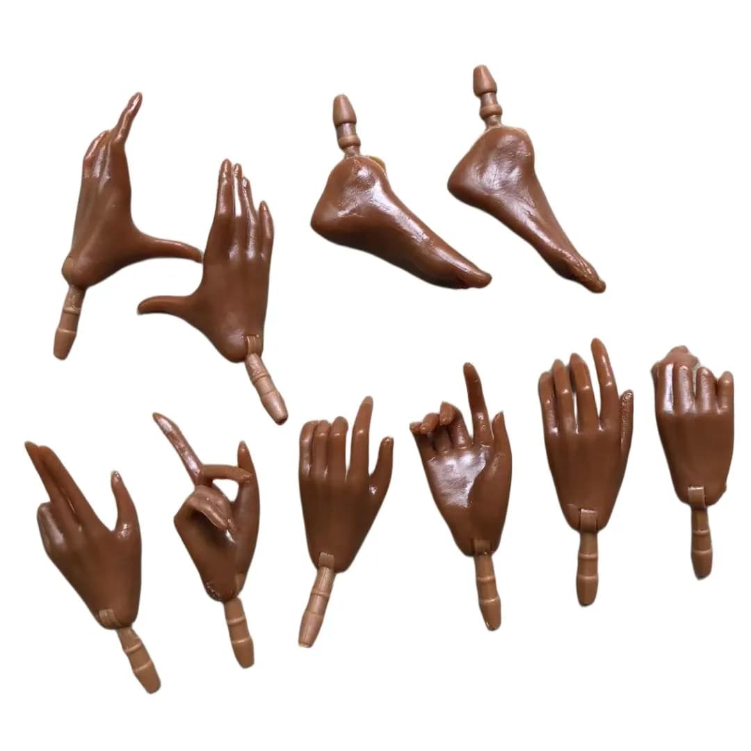 MENGF Doll Hands Feet 1/6 Doll Parts Super White Coffee Brown Doll Accessories DIY Dressing Doll Decors 4 Gesture Hands Parts