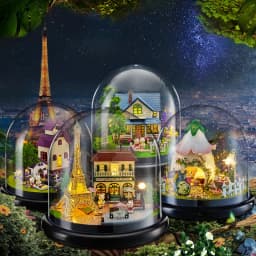 DIY Wooden Doll House Miniature Kits With Furniture Princess Villa Assembled Glass Ball Casa Dollhouse Toys for Girls Gifts