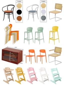1/6 Dollhouse Bjd Miniature Furniture Metal Chair Doll House Accessories Wooden Chair for Dollhouse Decor Accessories