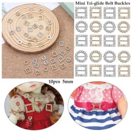 10Pcs Newest 5mm Round Square Mini Ultra-small Tri-glide Belt Buckle Doll Bags Diamond Buckles DIY Doll Clothing Shoes Buckles