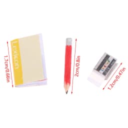 1Set 1:12 Dollhouse Miniature Notebook Pencil Eraser Model For Doll House Decor Accessories Kids Pretend Play Toys