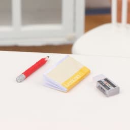 1Set 1:12 Dollhouse Miniature Notebook Pencil Eraser Model For Doll House Decor Accessories Kids Pretend Play Toys