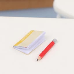 1Set 1:12 Dollhouse Miniature Notebook Pencil Eraser Model For Doll House Decor Accessories Kids Pretend Play Toys