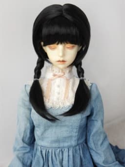 Fjusuns JD676 MSD SD DOD Hair 7-8inch 8-9inch 1/4 1/3 Double Ponytail Braid Synthetic Mohair Doll Wig Fashion Doll Accessories