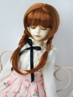 Fjusuns JD676 MSD SD DOD Hair 7-8inch 8-9inch 1/4 1/3 Double Ponytail Braid Synthetic Mohair Doll Wig Fashion Doll Accessories
