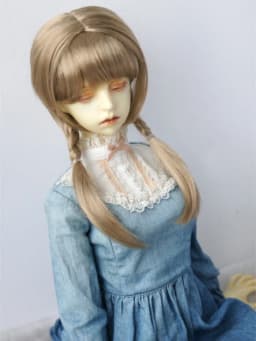 Fjusuns JD676 MSD SD DOD Hair 7-8inch 8-9inch 1/4 1/3 Double Ponytail Braid Synthetic Mohair Doll Wig Fashion Doll Accessories