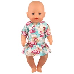 Baby Doll Clothes Dress Flamingo Cute Summer Skirt Bodysuit For 18 Inch American&43cm Reborn New Born Doll OG Girl`s Toy Doll