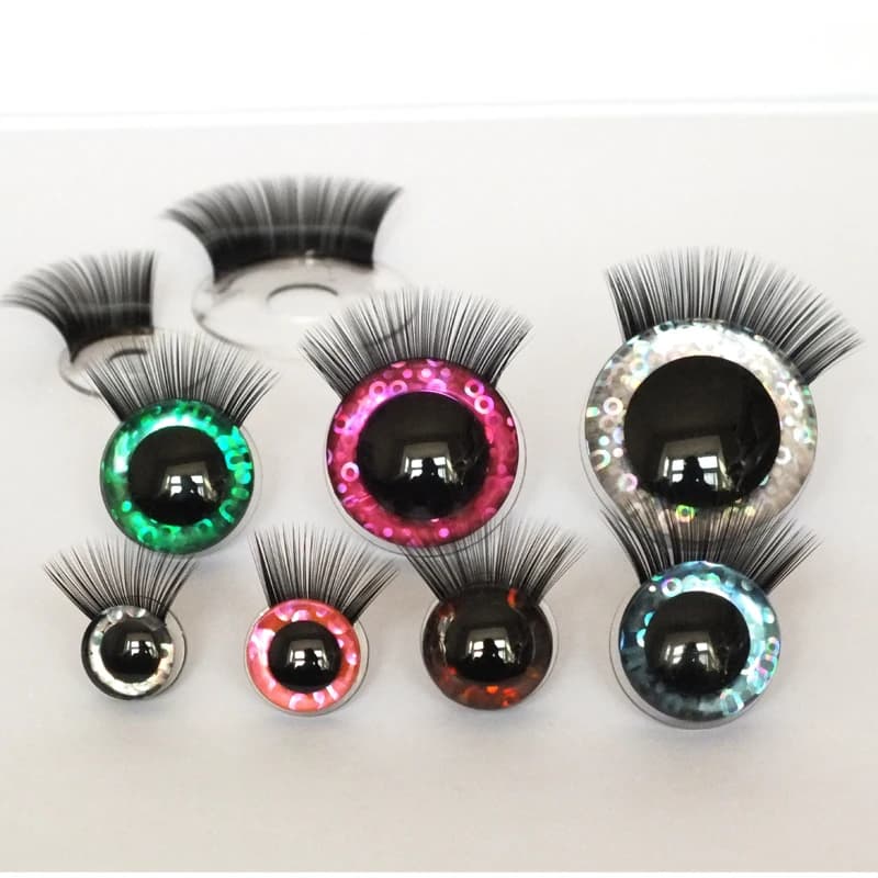 20pcs 12-30mm 3D Mixed Color Safety Toy eyes +Eyelash for amigurumi crochet stuffed animal