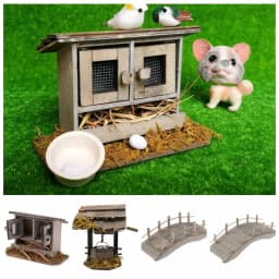 1:12 Fairy Garden Micro Landscape Outdoor Scene Model Miniature Chicken Coop Mini Arch Bridge Dollhouse Decor Dolls Accessory