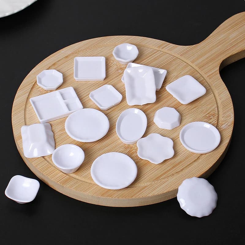 5Pcs/Set 1:12 Dollhouse Simulation Plates Tray Set Dollhouse Mini Kitchen Tableware Decoration  Accessories