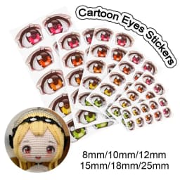 10 Pair Cartoon Eyes Stickers Different styles Rainbow Boy Anime Figurine Doll Face Organ Paster Decals DIY Glass Eye
