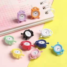 1Pc 1:12 Scale Alarm Clock Doll Kitchen Living Room Miniature Dollhouse Mini Home Decoration Toy Metal Candy Color Doll Clocks