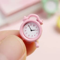 1Pc 1:12 Scale Alarm Clock Doll Kitchen Living Room Miniature Dollhouse Mini Home Decoration Toy Metal Candy Color Doll Clocks