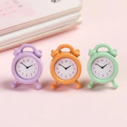 1Pc 1:12 Scale Alarm Clock Doll Kitchen Living Room Miniature Dollhouse Mini Home Decoration Toy Metal Candy Color Doll Clocks