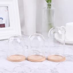 1:12 Dollhouse Miniature Decor Flower Display Glass Display Bell Jar with Base