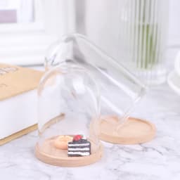 1:12 Dollhouse Miniature Decor Flower Display Glass Display Bell Jar with Base