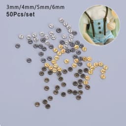 50Pcs/lot 3/4/5/6mm Mini Metal Buttons for DIY Doll Clothes Mini Round Buckles Handmade Craft Doll Clothing Sewing Accessories