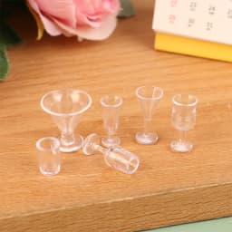 10Pcs Mini Red Wine Cup Simulation Furniture Wine Glass Goblet for Dollhouse Decoration 1:12 Dollhouse Miniature Accessories