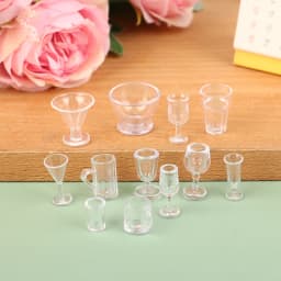 10Pcs Mini Red Wine Cup Simulation Furniture Wine Glass Goblet for Dollhouse Decoration 1:12 Dollhouse Miniature Accessories