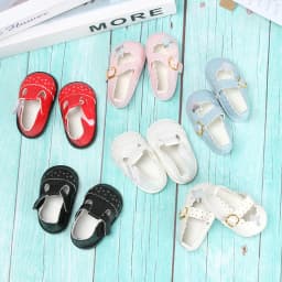 PU Leather Mini Shoes For 16 Inch Doll Clothes Accessories Cute Pentagram Toy Shoes Kids DIY Replacement Clothes Game Toys
