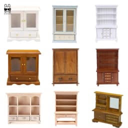 1:12 Miniature Dresser Closet TV Book Cake Bedside Table Cabinet Bookcase Cupboard Model Dollhouse Furniture Decor DIY Toys