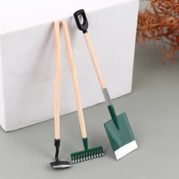 3Pcs 1:12 Dollhouse Miniatures Gardening Shovel Rake Hoes Farm Tool Doll Decor