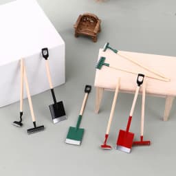3Pcs 1:12 Dollhouse Miniatures Gardening Shovel Rake Hoes Farm Tool Doll Decor