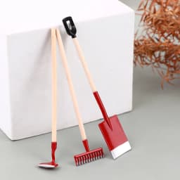 3Pcs 1:12 Dollhouse Miniatures Gardening Shovel Rake Hoes Farm Tool Doll Decor