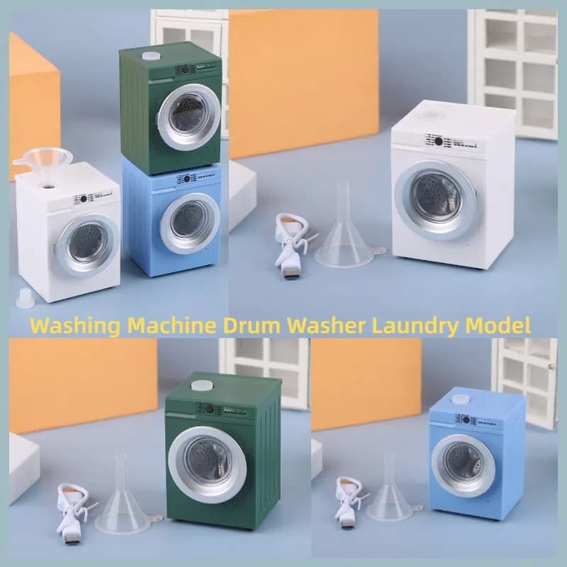 1Set Shell Plastic Miniature Washing Machine Drum Washer Laundry Model Dollhouse Decor Toy