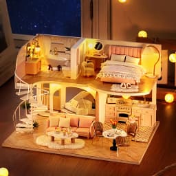 3D Wooden Mini Doll House Assembly Building With Furniture Kit DIY Handmade Duplex Apartment Production Toys Birthday Gifts