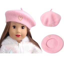 Cute Pink Beret Hat American Doll 18 Inch Girl Soft Hat 43 cm Baby Reborn Dolls Fashion Hat Ours & Generation Dolls Accessories