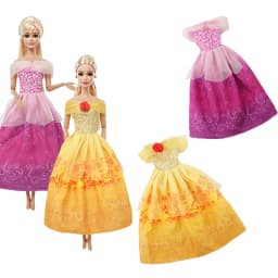 BJDBUS 2 Pcs/Set Princess Dress Gown for 11.5'' Doll 30cm Fairy Tale Party Wear Clothes 1/6 Accessories Kids Handmade Toy Gift