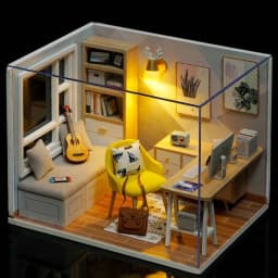 Wooden Miniature Sunshine Study DollHouse DIY Small House Kit Making Room Toys Assembly Building Model Doll House Toys For Gifts