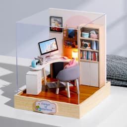 Wooden Miniature Sunshine Study DollHouse DIY Small House Kit Making Room Toys Assembly Building Model Doll House Toys For Gifts