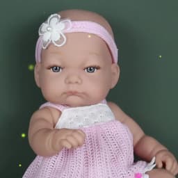 32cm/12.6 Inches Bebe Reborn Baby Doll Pink Color Clothes Vinyl Body Realistic New Born Baby Dolls with Fashion Stocking Gift
