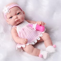 32cm/12.6 Inches Bebe Reborn Baby Doll Pink Color Clothes Vinyl Body Realistic New Born Baby Dolls with Fashion Stocking Gift