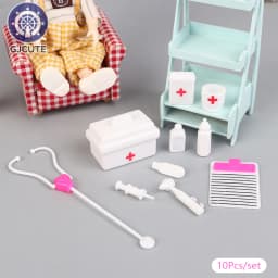 10Pcs/set Dollhouse Miniature Stethoscope Mini Syringe Medical Appliances Doctor Tool Model Hospital Scene Decoration Toys