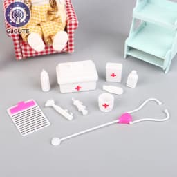 10Pcs/set Dollhouse Miniature Stethoscope Mini Syringe Medical Appliances Doctor Tool Model Hospital Scene Decoration Toys