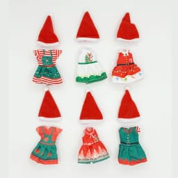 6PCS Fashion Christmas Day Outfit Dresses for 5 In/12cm Dolls Clothes with Hat Doll Accessories Christmas Gift