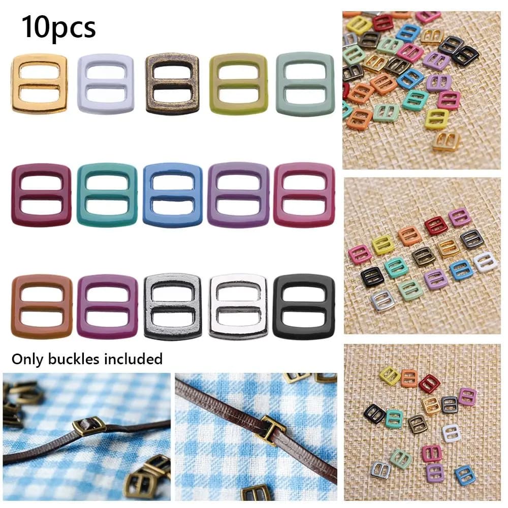 10pc High quality 15 colors Mini Ultra-small Belt Buttons Diy Dolls Buckles Tri-glide Buckle Doll Bags Accessories 5*6mm Buckles