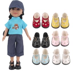 5.5CM PU Leather Mini Doll Shoes For 14 Inches American Doll Boots Hollowing Heart Bow Shoes For 35Cm Baby Girl,Lise,Nancy Dolls