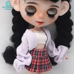 Blyth Clothing Azone OB22 OB24 Doll Accessories Fashion Bubble Sleeve Sweater Plaid Skirt Stockings Wrap Toy Gifts