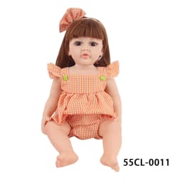 22 Inches Baby Doll Dress Yellow Plaid Skirt+Hairband Outfit Clothes Suit For 55cm Reborn Girl Doll Accessories Toy