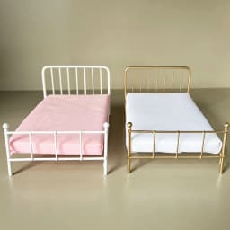 1Pc 1:12 Doll House Metal Dollhouse Bed Mini Doll Furniture Iron Frame Single Bed Mini Model Bedroom Scene Dollhouse Accessories