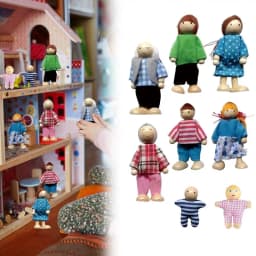 Wooden Doll House People Poseable Wooden Dolls 8 Family Figures Home Decor Miniature People Set Table Centerpieces Doll House